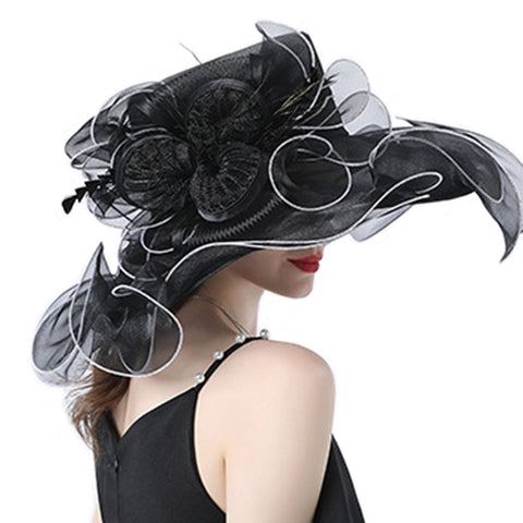 Image of Wide Brim Organza Kentucky Derby Hat