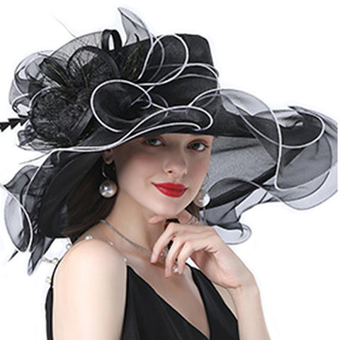 Image of Wide Brim Organza Kentucky Derby Hat