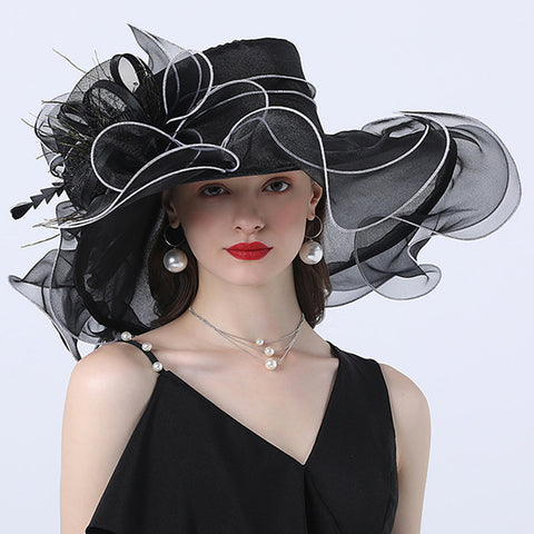 Image of Wide Brim Organza Kentucky Derby Hat