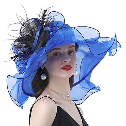Image of Wide Brim Organza Kentucky Derby Hat
