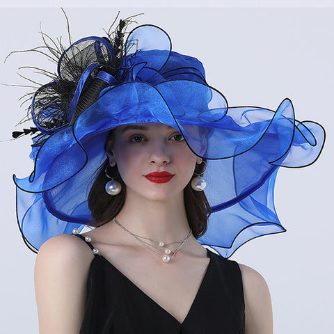 Image of Wide Brim Organza Kentucky Derby Hat