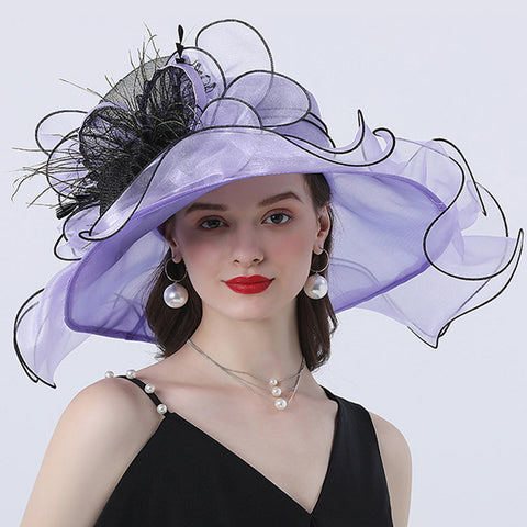 Image of Wide Brim Organza Kentucky Derby Hat