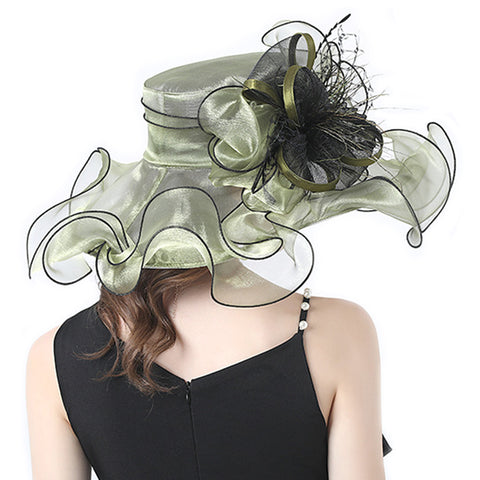 Image of Wide Brim Organza Kentucky Derby Hat