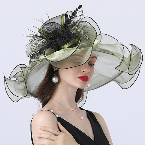 Image of Wide Brim Organza Kentucky Derby Hat