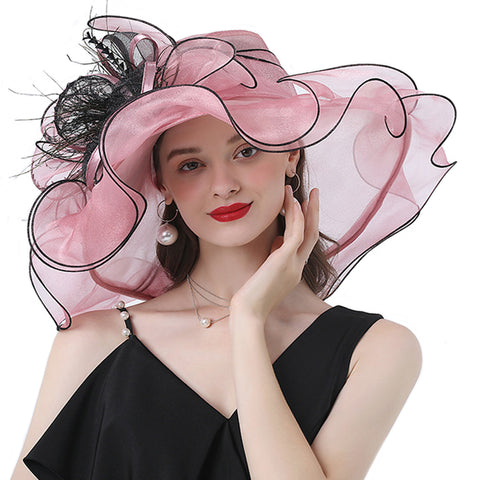 Image of Wide Brim Organza Kentucky Derby Hat
