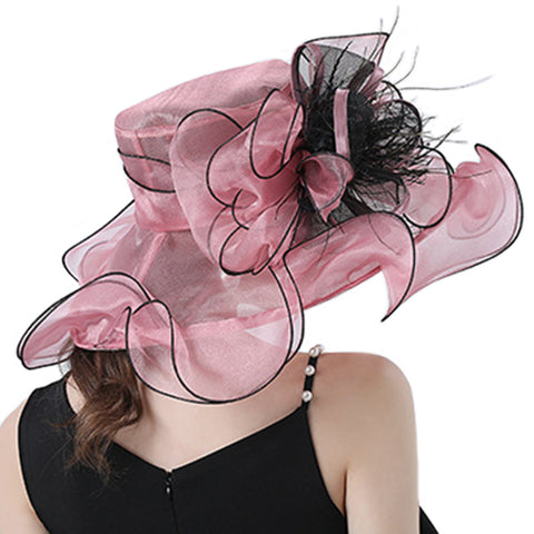 Image of Wide Brim Organza Kentucky Derby Hat