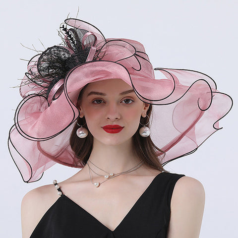 Image of Wide Brim Organza Kentucky Derby Hat