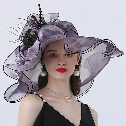 Image of Wide Brim Organza Kentucky Derby Hat
