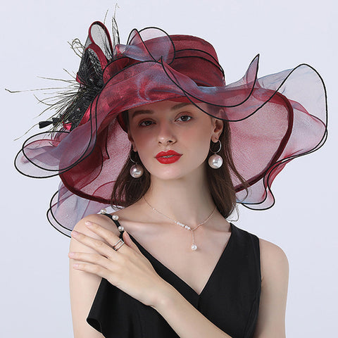 Image of Wide Brim Organza Kentucky Derby Hat