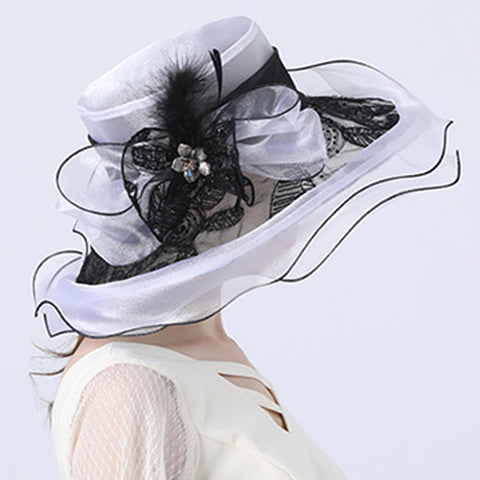 Image of Organza Church Wide Brim Hat For Women