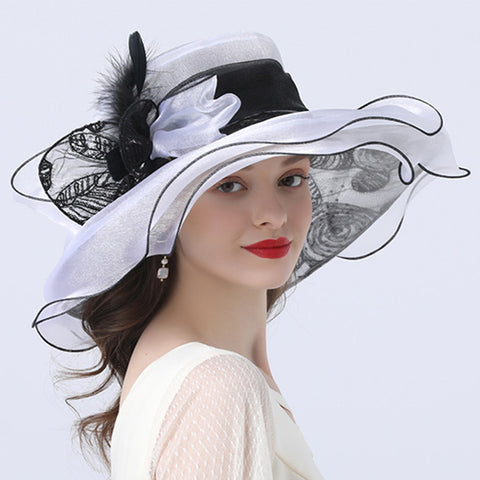 Image of Organza Church Wide Brim Hat For Women