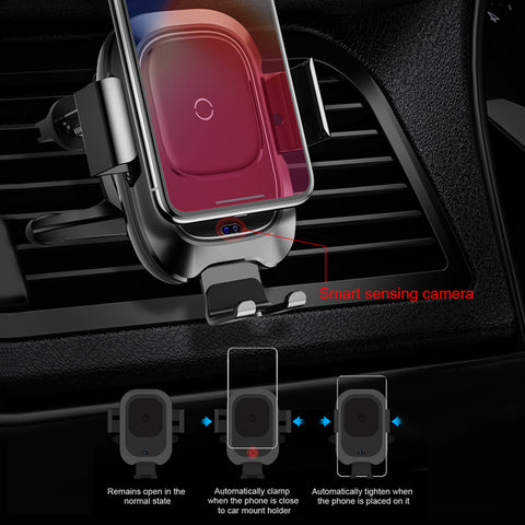 Image of Qi Car Wireless Charger For iPhone Xs Max XR X Samsung Intelligent Infrared Sensor Fast Wirless Charging Car Phone Holder - Itopfox