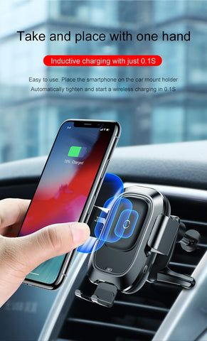 Image of Qi Car Wireless Charger For iPhone Xs Max XR X Samsung Intelligent Infrared Sensor Fast Wirless Charging Car Phone Holder - Itopfox